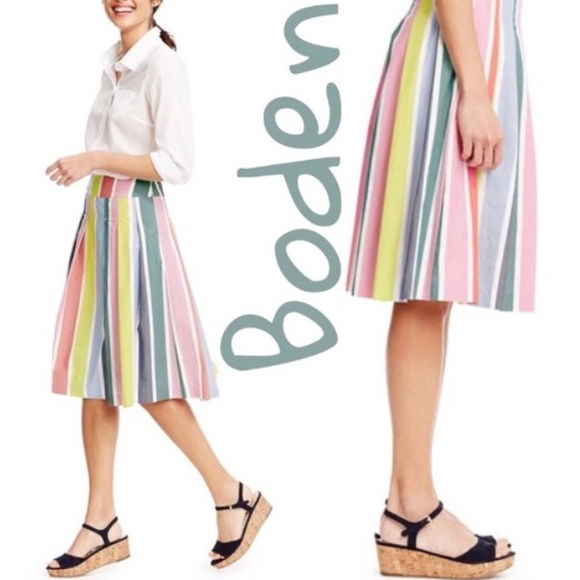 Boden Dresses & Skirts - Boden Striped Pleated Full A Line Skirt Sz 4